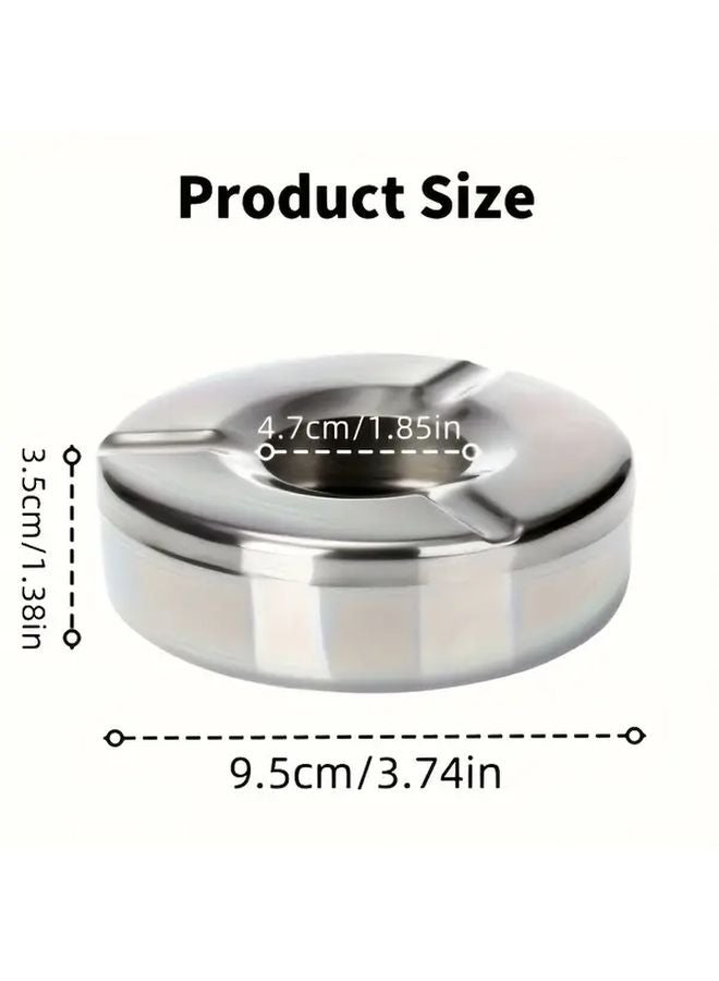 Silver Small Stainless Steel Ashtray With Lid Durable For KTV Restaurant Internet Cafe - Image 4